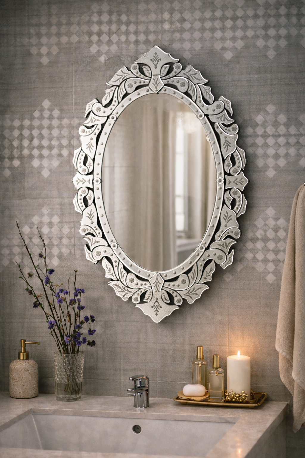 Lush Leaf Oval Mirror Lush Leaf Oval Mirror